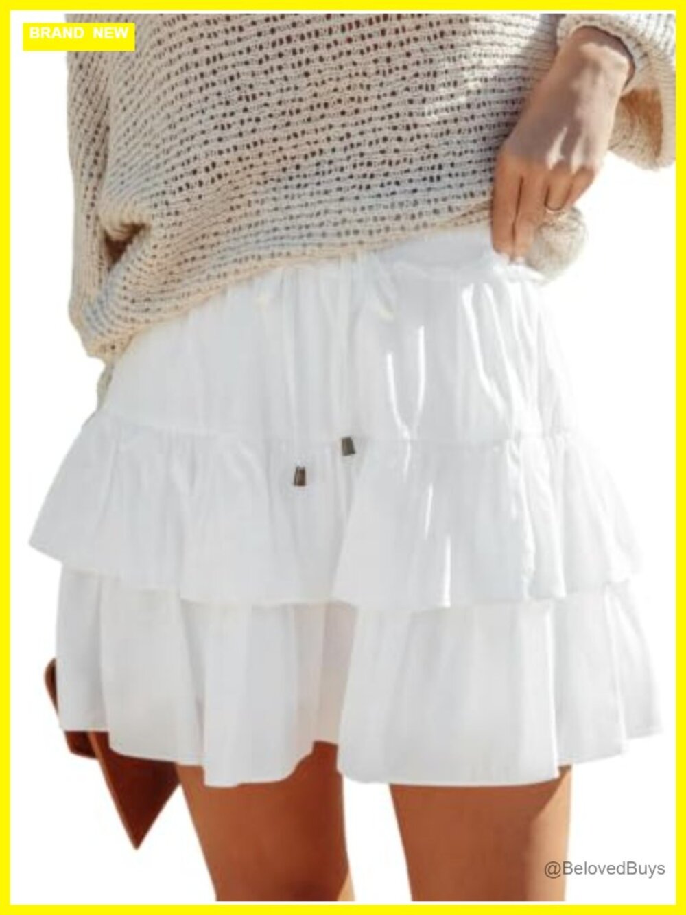 Flowy Ruffle Tiered Skorts High Waist Cotton Blend Mini
